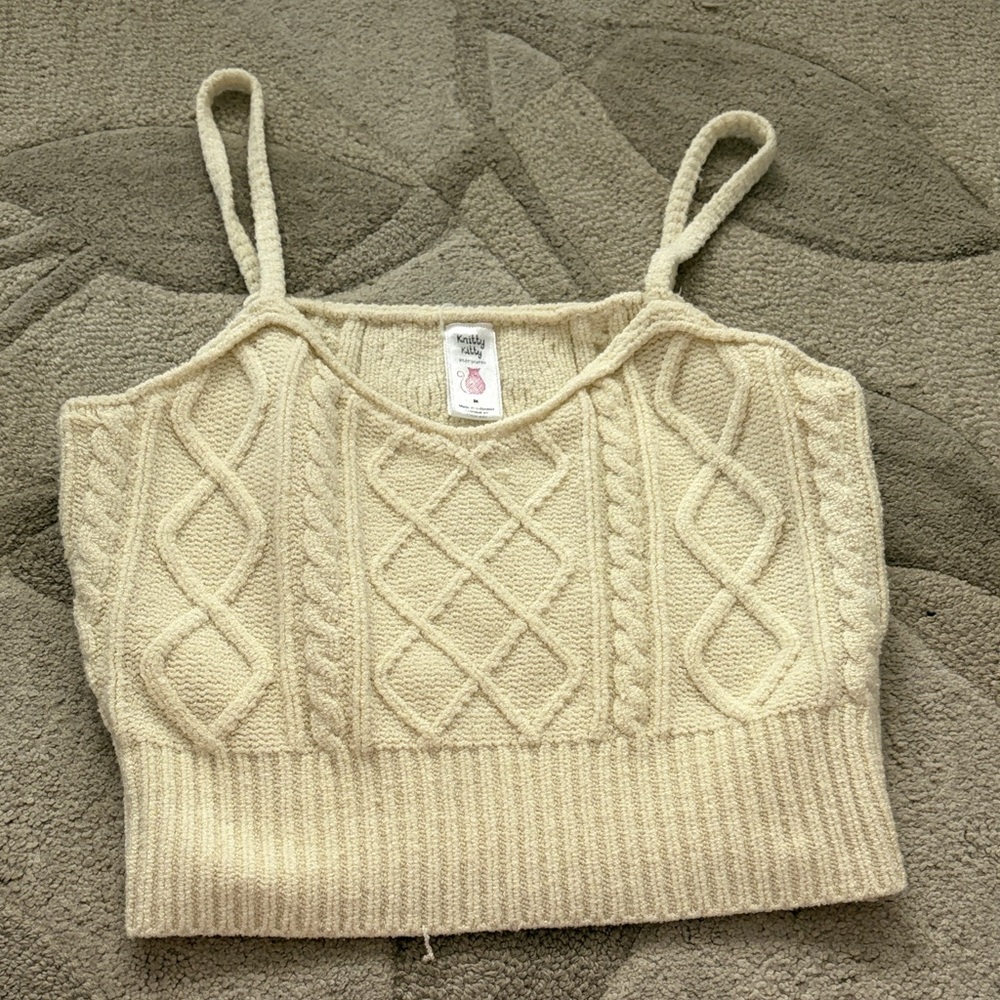 Hollister Beige Cable Knit Crop Top